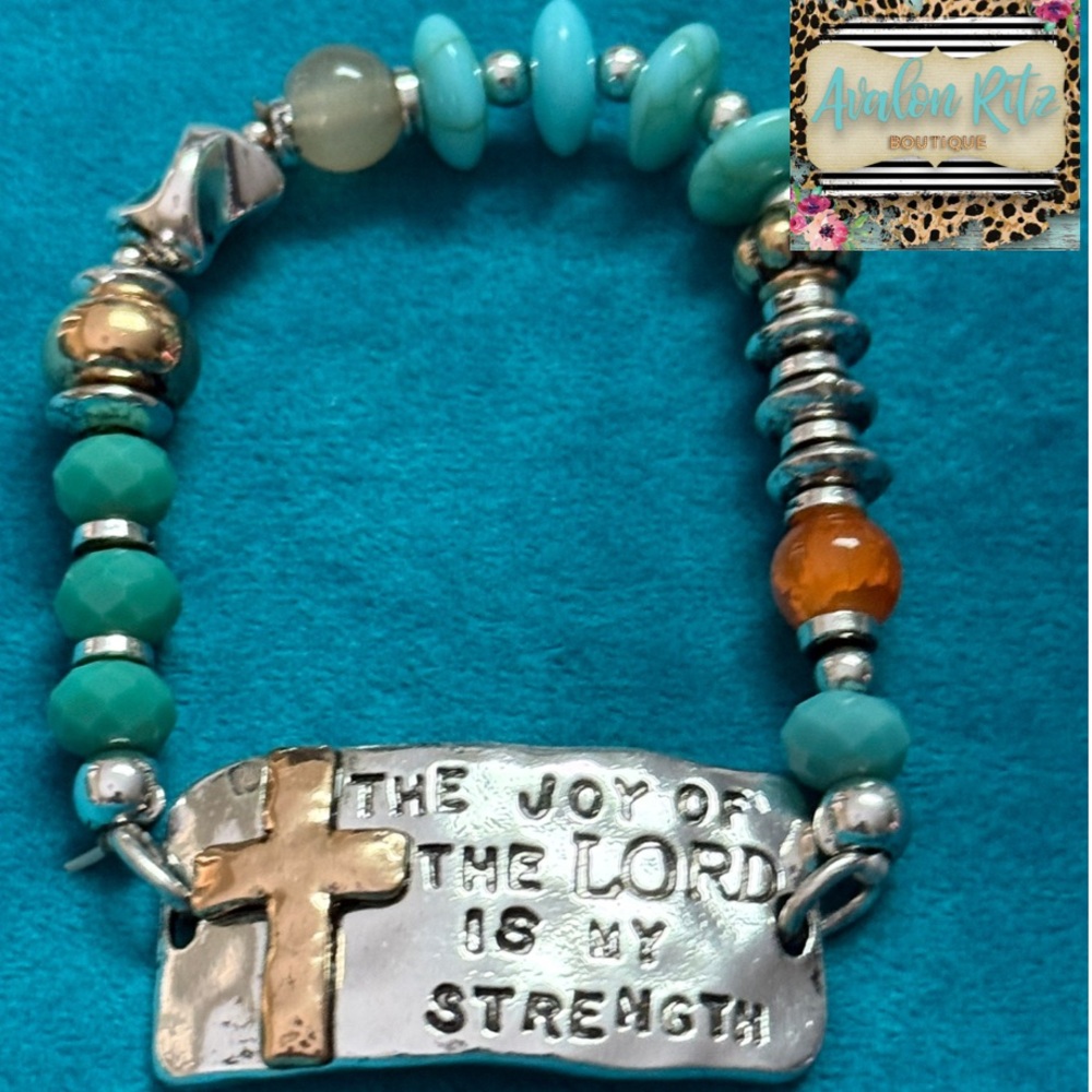 Turquoise and Silver Multicolor Inspirational Bracelet NEW